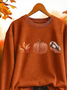 Women Maple Leaf Crew Neck Printing Casual Spring/Fall Long Sleeve Sweatshirt