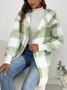 Women Spring/Fall Outerwear Vintage Split Joint Plaid Long Sleeve Hooded Jacket