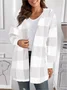 Women Spring/Fall Outerwear Vintage Split Joint Plaid Long Sleeve Hooded Jacket