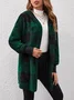 Women Spring/Fall Outerwear Vintage Split Joint Plaid Long Sleeve Hooded Jacket