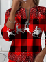 Women Plaid Crew Neck Printing Casual Spring/Fall Long Sleeve Sweatshirt