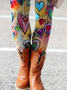 Women Heart/Cordate Casual All Season Printing Long Leggings