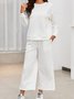 Women Plain Split Joint Two-Piece Set Daily Long Sleeve Casual Spring/Fall Top With Pants Matching Set