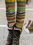 Women Abstract Stripes Casual All Season Printing Long Leggings