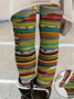 Women Abstract Stripes Casual All Season Printing Long Leggings