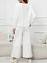 Women Plain Split Joint Two-Piece Set Daily Long Sleeve Casual Spring/Fall Top With Pants Matching Set
