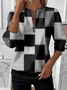 Women Abstract Plaid Crew Neck Printing Casual Spring/Fall Long Sleeve Sweatshirt