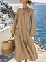 Women Plain Long Sleeve Spring/Fall Split Joint Dress Crew Neck Daily Vintage Maxi Tank A-Line Dress