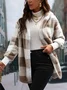 Women Spring/Fall Outerwear Vintage Split Joint Plaid Long Sleeve Hooded Jacket