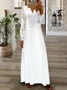 Women Floral Long Sleeve Spring/Fall Printing Dress V Neck Daily Vintage Maxi T-Shirt Dress A-Line Dress