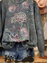 Women Floral Crew Neck Printing Casual Spring/Fall Long Sleeve Sweatshirt