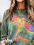 Women Dragonfly Crew Neck Printing Casual Spring/Fall Long Sleeve Sweatshirt