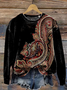 Women Ethnic Crew Neck Printing Casual Spring/Fall Long Sleeve Sweatshirt