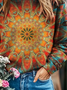 Women Abstract Crew Neck Printing Casual Spring/Fall Long Sleeve Sweatshirt