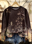Women Floral Crew Neck Printing Casual Spring/Fall Long Sleeve Sweatshirt