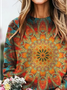 Women Abstract Crew Neck Printing Casual Spring/Fall Long Sleeve Sweatshirt