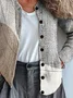 Women Abstract Printing Long Sleeve Crew Neck Vintage Spring/Fall Cardigan Outerwear