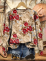 Women Floral Crew Neck Printing Casual Spring/Fall Long Sleeve Sweatshirt