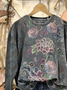 Women Floral Crew Neck Printing Casual Spring/Fall Long Sleeve Sweatshirt