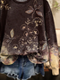 Women Floral Crew Neck Printing Casual Spring/Fall Long Sleeve Sweatshirt