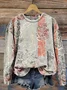 Women Floral Crew Neck Printing Casual Spring/Fall Long Sleeve Sweatshirt