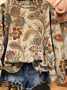 Women Floral Crew Neck Printing Casual Spring/Fall Long Sleeve Sweatshirt