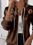 Women Spring/Fall Outerwear Casual Printing Floral Long Sleeve Hoodie Jacket
