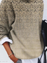 Women Ethnic Printing Spring/Fall Casual Long Sleeve Crew Neck Sweater