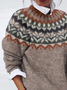 Women Abstract Printing Spring/Fall Casual Long Sleeve Crew Neck Sweater