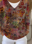 Women Floral Long Sleeve V Neck Casual Spring/Fall Cardigan Outerwear