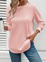 Women Plain Crew Neck Jacquard Vintage Spring/Fall Long Sleeve Sweatshirt