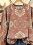 Women Floral Crew Neck Printing Casual Spring/Fall Long Sleeve Sweatshirt