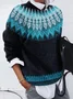Women Abstract Printing Spring/Fall Casual Long Sleeve Crew Neck Sweater