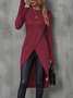 Women Plain Long Sleeve Tee T-shirt Crew Neck Split Joint Vintage Spring/Fall Top