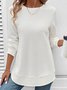 Women Plain Crew Neck Jacquard Vintage Spring/Fall Long Sleeve Sweatshirt