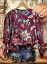 Women Floral Crew Neck Printing Casual Spring/Fall Long Sleeve Sweatshirt