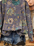 Women Floral Crew Neck Printing Casual Spring/Fall Long Sleeve Sweatshirt
