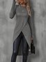 Women Plain Long Sleeve Tee T-shirt Crew Neck Split Joint Vintage Spring/Fall Top