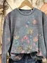 Women Floral Crew Neck Printing Casual Spring/Fall Long Sleeve Sweatshirt