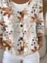 Women Maple Leaf Long Sleeve V Neck Casual Spring/Fall Cardigan Outerwear