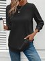 Women Plain Crew Neck Jacquard Vintage Spring/Fall Long Sleeve Sweatshirt