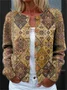 Women Geometric Vintage Spring/Fall Buttons Knitted Cardigan