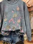 Women Floral Crew Neck Printing Casual Spring/Fall Long Sleeve Sweatshirt