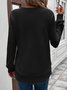 Women Plain Crew Neck Jacquard Vintage Spring/Fall Long Sleeve Sweatshirt