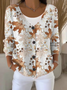 Women Maple Leaf Long Sleeve V Neck Casual Spring/Fall Cardigan Outerwear