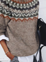 Women Abstract Printing Spring/Fall Casual Long Sleeve Crew Neck Sweater
