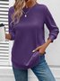 Women Plain Crew Neck Jacquard Vintage Spring/Fall Long Sleeve Sweatshirt
