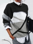 Women Abstract Printing Spring/Fall Casual Long Sleeve Crew Neck Sweater