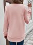 Women Plain Crew Neck Jacquard Vintage Spring/Fall Long Sleeve Sweatshirt