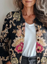 Women Floral Printing Long Sleeve Crew Neck Vintage Spring/Fall Cardigan Outerwear